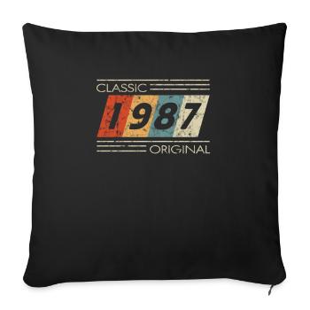 1987 anniversaire classique original II - Housse de coussin décorative 45 x 45 cm - noir - Devant