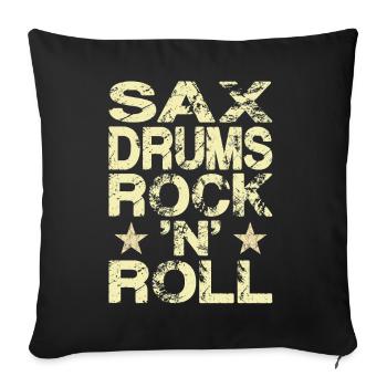 Saxophone Batterie Rock 'N' Roll - Housse de coussin décorative 45 x 45 cm - noir - Devant