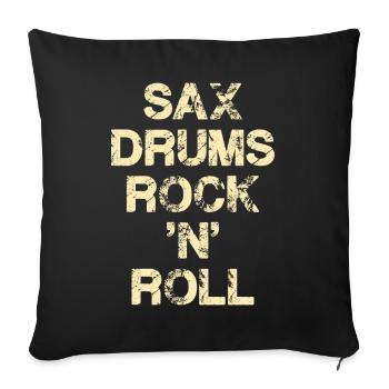 Saxophone Batterie Rock 'N' Roll - Housse de coussin décorative 45 x 45 cm - noir - Devant