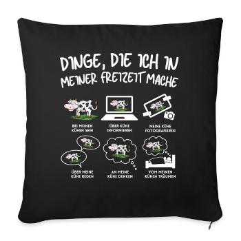 VACHES DRÔLES VACHE FERMIER DISANT DRÔLE DE VACHE FEMME DE FERMIER - Housse de coussin décorative 45 x 45 cm - noir - Devant
