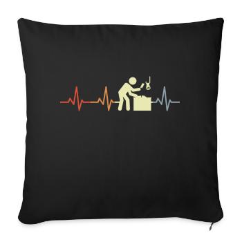 Butcher Stick Figure Heartbeat - Sofa pillowcase 17,3'' x 17,3'' (45 x 45 cm) - black - Front