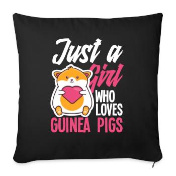 Cochon d’Inde Fille - Housse de coussin décorative 45 x 45 cm - noir - Devant