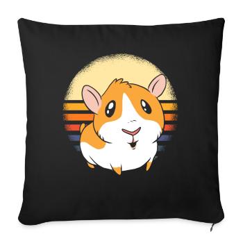 Cochon d’Inde rétro - Housse de coussin décorative 45 x 45 cm - noir - Devant
