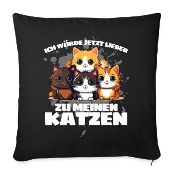 JE PRÉFÈRE ALLER VOIR MES CHATS MAINTENANT ! - Housse de coussin décorative 45 x 45 cm - noir - Devant