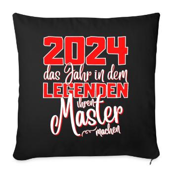 Master 2024 Abschluss Studium Spruch Legende - Sofakissenbezug 45 x 45 cm - Schwarz - Vorne