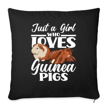 Cochon d’Inde Fille - Housse de coussin décorative 45 x 45 cm - noir - Devant