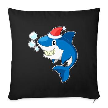 Shark Christmas Santa Hat - Sofa pillowcase 17,3'' x 17,3'' (45 x 45 cm) - black - Front