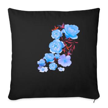 Roses Bleues, Roses, Rose Bleue, Fleurs - Housse de coussin décorative 45 x 45 cm - noir - Devant