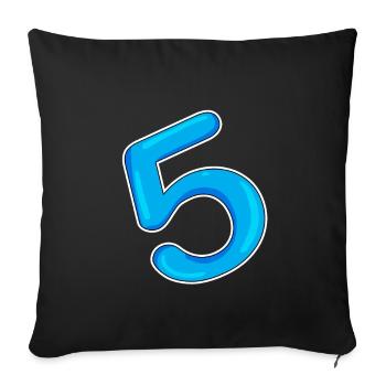 Number 5 Blue - Sofa pillowcase 17,3'' x 17,3'' (45 x 45 cm) - black - Front