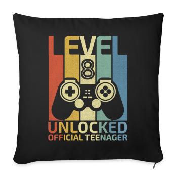 Niveau 8 : Adolescent officiel débloqué - Housse de coussin décorative 45 x 45 cm - noir - Devant