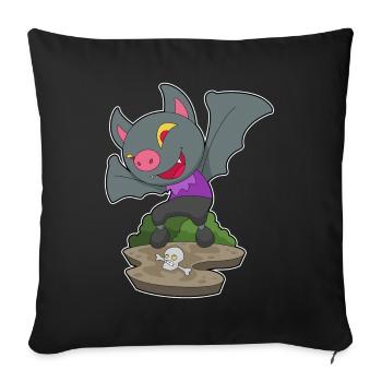 Chauve-souris Halloween crâne - Housse de coussin décorative 45 x 45 cm - noir - Devant