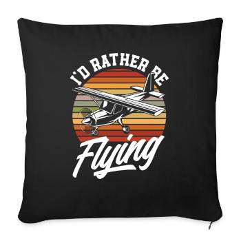 Retro Piloten Flugschüler Fliegen - Sofakissenbezug 45 x 45 cm - Schwarz - Vorne