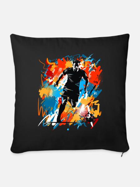 Fußball Fußballer - Sofakissenbezug 45 x 45 cm - Schwarz