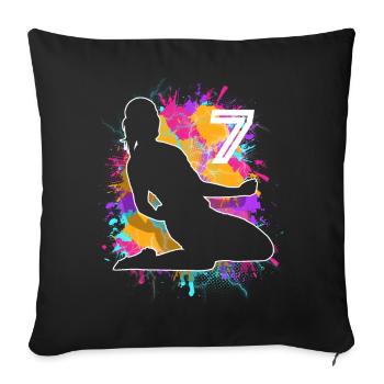 Joueuse de football 7e anniversaire - Housse de coussin décorative 45 x 45 cm - noir - Devant