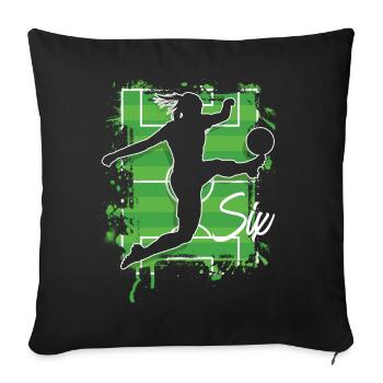 6e anniversaire Footballeur Football - Housse de coussin décorative 45 x 45 cm - noir - Devant