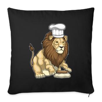 Lion Baker Rolling Pin Baking - Sofa pillowcase 17,3'' x 17,3'' (45 x 45 cm) - black - Front