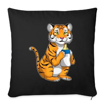 Tiger Baby Bottle Milk - Sofa pillowcase 17,3'' x 17,3'' (45 x 45 cm) - black - Front