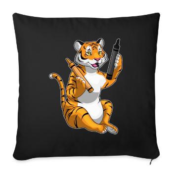Tiger Schüler Wachsmalstifte Schule - Sofakissenbezug 45 x 45 cm - Schwarz - Vorne