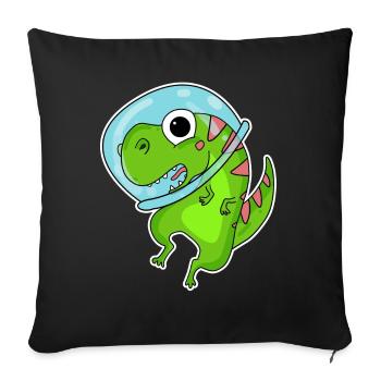 Dino Motif Dinosaur Space Astronauat - Sofa pillowcase 17,3'' x 17,3'' (45 x 45 cm) - black - Front