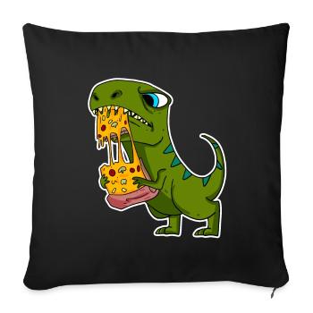 Dino Motif Dinosaur Pizza Delicious - Sofa pillowcase 17,3'' x 17,3'' (45 x 45 cm) - black - Front