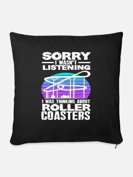 Achterbahn Spruch Geschenkidee - Sofakissenbezug 45 x 45 cm - Schwarz