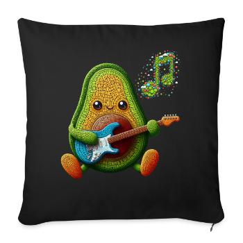 FLAVOR AND MUSIC, AVOCADO PLAYING ELECTRIC GUITAR - Sofa pillowcase 17,3'' x 17,3'' (45 x 45 cm) - black - Front
