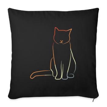 Cat in vintage look - Sofa pillowcase 17,3'' x 17,3'' (45 x 45 cm) - black - Front