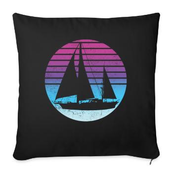 Voile de marin rétro - Housse de coussin décorative 45 x 45 cm - noir - Devant