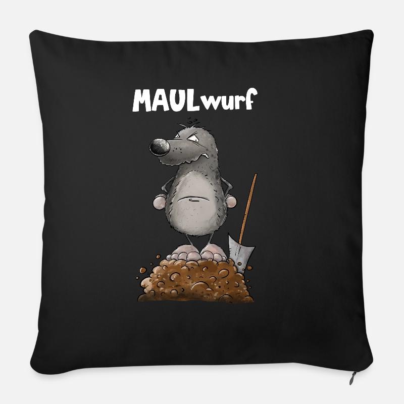 Maulender Nö Maulwurf Wortspiel - Sofakissenbezug 45 x 45 cm - Schwarz