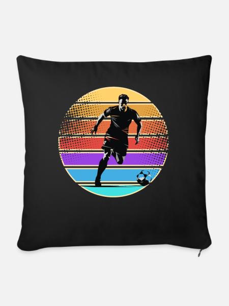 Fußball Fußballer - Sofakissenbezug 45 x 45 cm - Schwarz