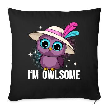 I'M Owlsome Eule Eulen - Sofakissenbezug 45 x 45 cm - Schwarz - Vorne