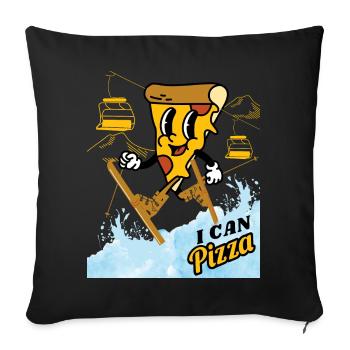 I can Pizza - Skiing Kids - Sofa pillowcase 17,3'' x 17,3'' (45 x 45 cm) - black - Front