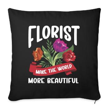 Designer floral Fleuriste Fleuriste Fleuriste - Housse de coussin décorative 45 x 45 cm - noir - Devant