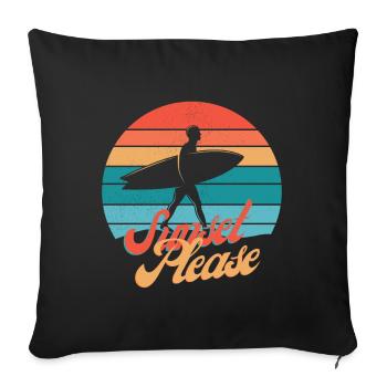 Sunset Surf Silhouette Rétro - Housse de coussin décorative 45 x 45 cm - noir - Devant