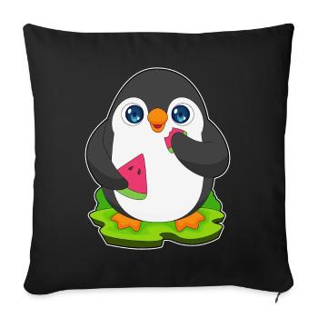 Pastèque manchot - Housse de coussin décorative 45 x 45 cm - noir - Devant