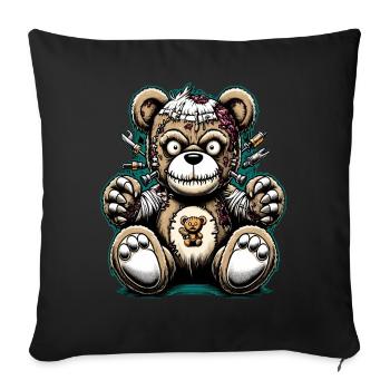 Vintage Teddy Bear Mummy Soft Toy - Sofa pillowcase 17,3'' x 17,3'' (45 x 45 cm) - black - Front