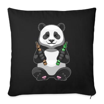 École de crayons Panda Student - Housse de coussin décorative 45 x 45 cm - noir - Devant