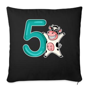 5th Birthday Motif Cow - Five Years Old - Sofa pillowcase 17,3'' x 17,3'' (45 x 45 cm) - black - Front