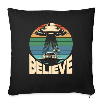 Cadeau de soucoupe volante rétro - Housse de coussin décorative 45 x 45 cm - noir - Devant