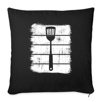 Wooden Spoon Sketch - Sofa pillowcase 17,3'' x 17,3'' (45 x 45 cm) - black - Front