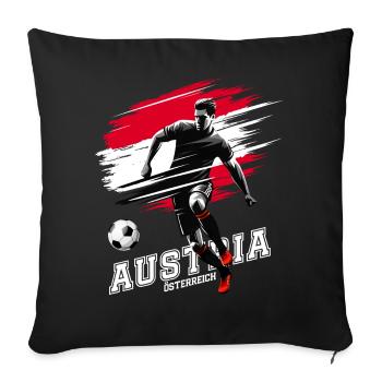 Soccer Austria Austria Flag Flag Player - Sofa pillowcase 17,3'' x 17,3'' (45 x 45 cm) - black - Front