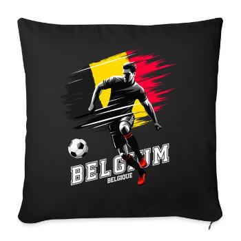 Football Belgique Flag Joueur de drapeau - Housse de coussin décorative 45 x 45 cm - noir - Devant