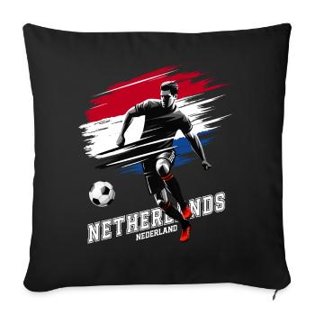 Football Netherlands Netherlands Flag Flag - Sofa pillowcase 17,3'' x 17,3'' (45 x 45 cm) - black - Front