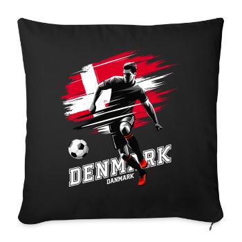 Football Danemark Danemark Flag Joueur de drapeau - Housse de coussin décorative 45 x 45 cm - noir - Devant