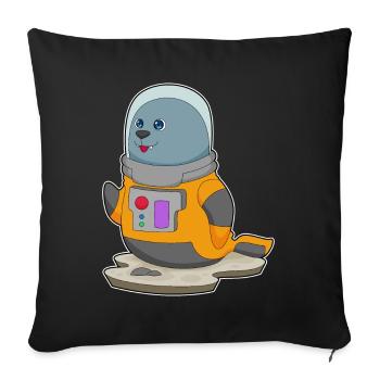Seal Astronaut Space - Sofa pillowcase 17,3'' x 17,3'' (45 x 45 cm) - black - Front