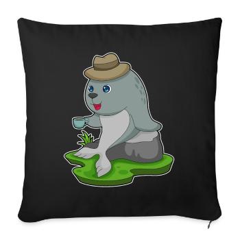 Seal Coffee Mug - Sofa pillowcase 17,3'' x 17,3'' (45 x 45 cm) - black - Front