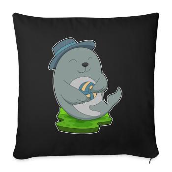 Seal Volleyball Player Volleyball - Sofa pillowcase 17,3'' x 17,3'' (45 x 45 cm) - black - Front