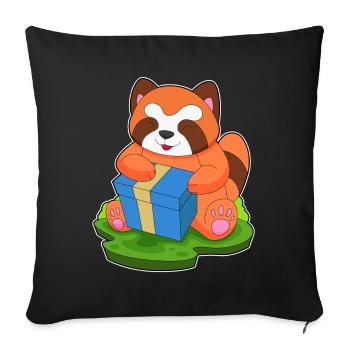 Red Panda Christmas Package - Sofa pillowcase 17,3'' x 17,3'' (45 x 45 cm) - black - Front