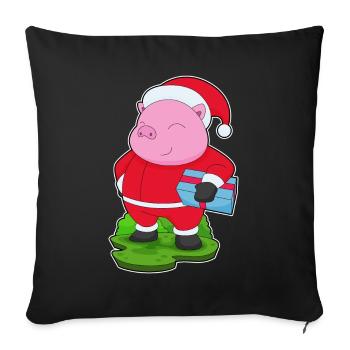 Pig Christmas Package - Sofa pillowcase 17,3'' x 17,3'' (45 x 45 cm) - black - Front