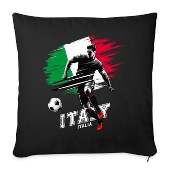 Joueur de football italien avec drapeau - Housse de coussin décorative 45 x 45 cm - noir - Devant